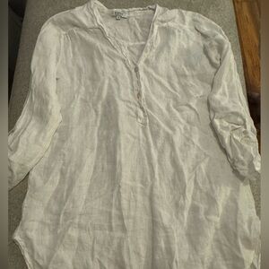 Women’s Rosemarine 100% Linen White Tunic, Made in Italy, S